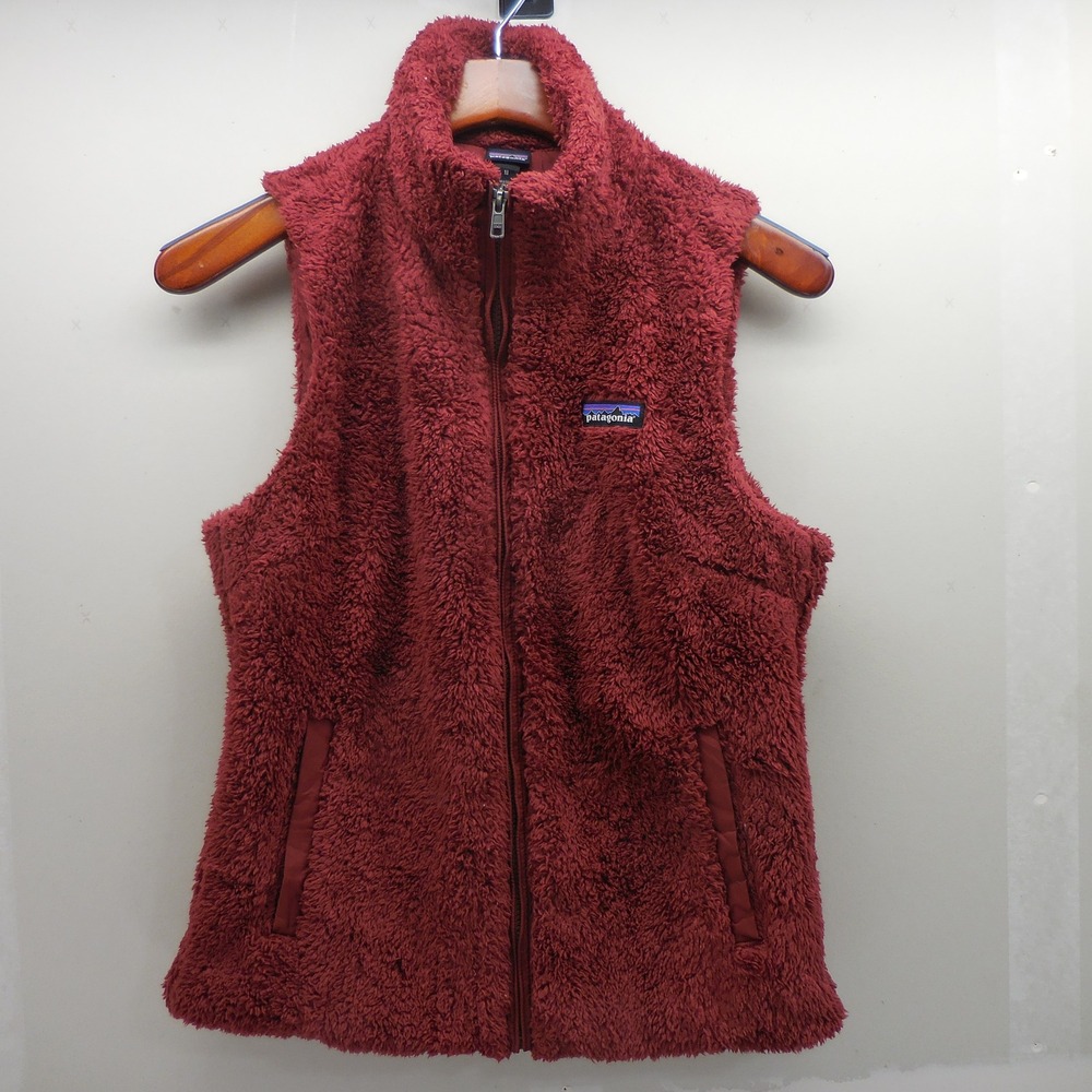 Patagonia Los Gatos Fleece Vest Womens Medium Burgundy Red Full Zip 25216